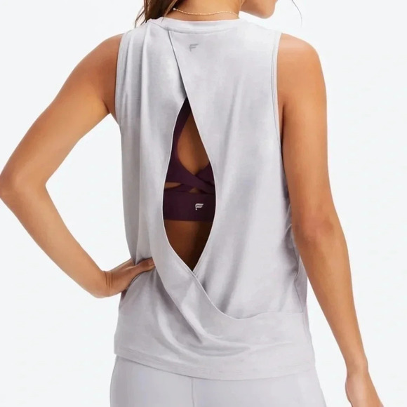 Fabletics Blake Dry-Flex Open Back Tank Grey Small - Picture 3 of 3